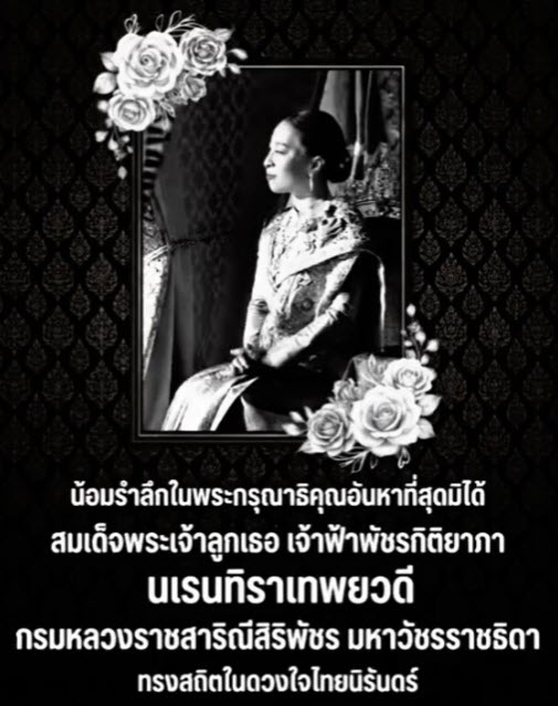 น้อมรำลึกในพระกรุณาธิคุณอันหาที่สุดมิได้ สมเด็จพระเจ้าลูกเธอ เจ้าฟ้าพัชรกิติยาภา นเรนทิราเทพยวดี กรมหลวงราชสาริณีสิริพัชร มหาวัชรราชธิดา